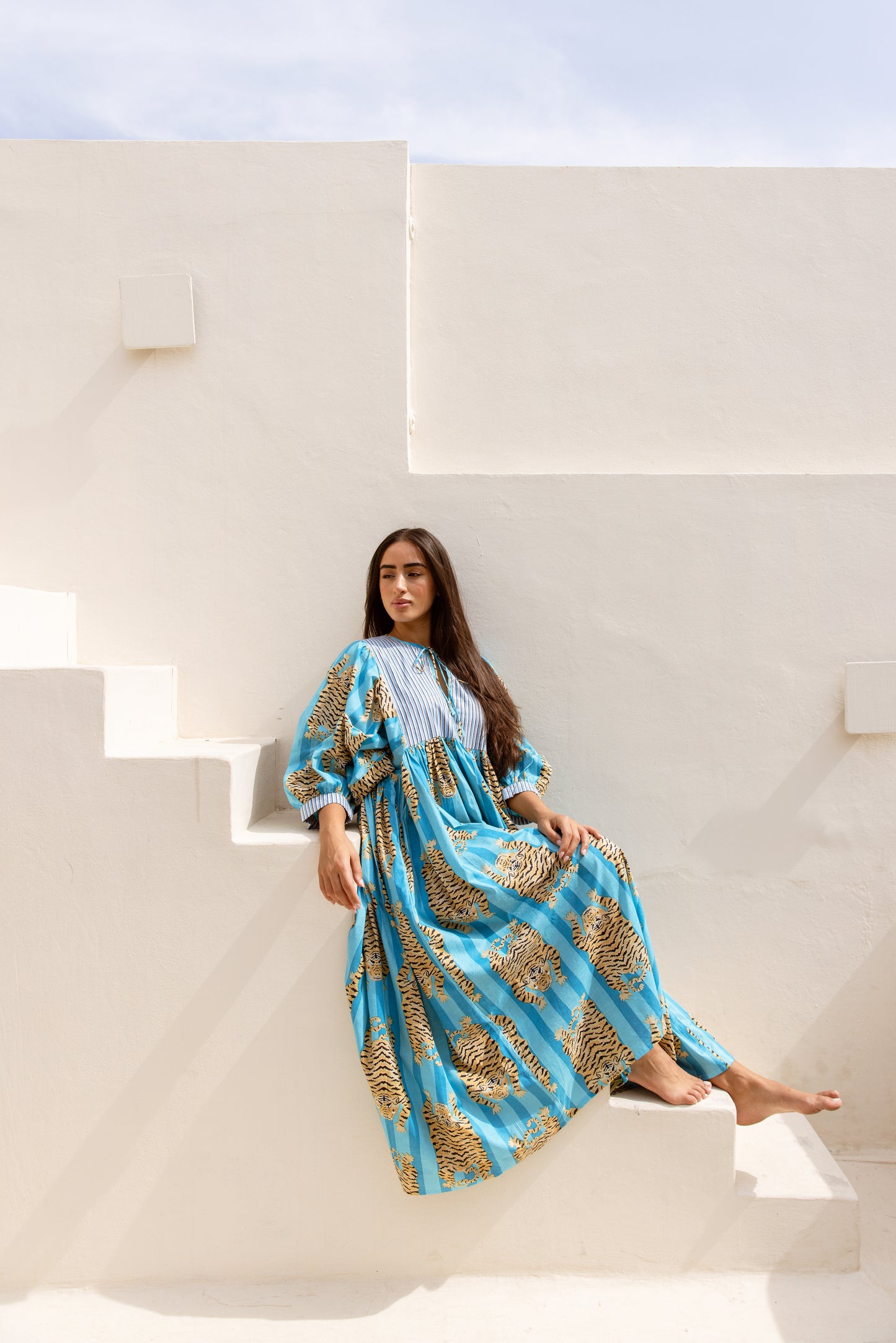 Tara Midi Dress Turquoise Blue Tigress