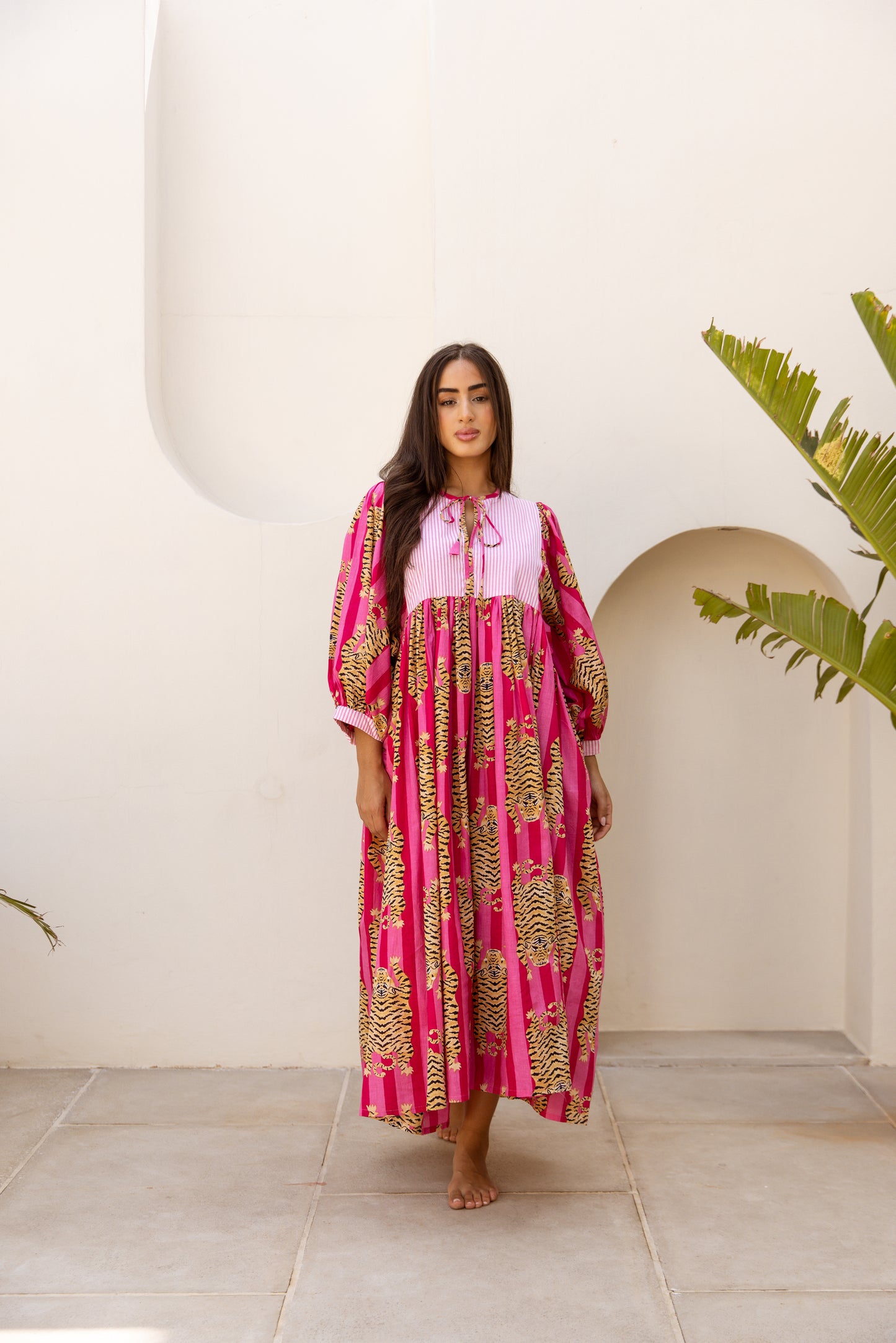 Tara Midi Dress Fuchsia Royale Tigress