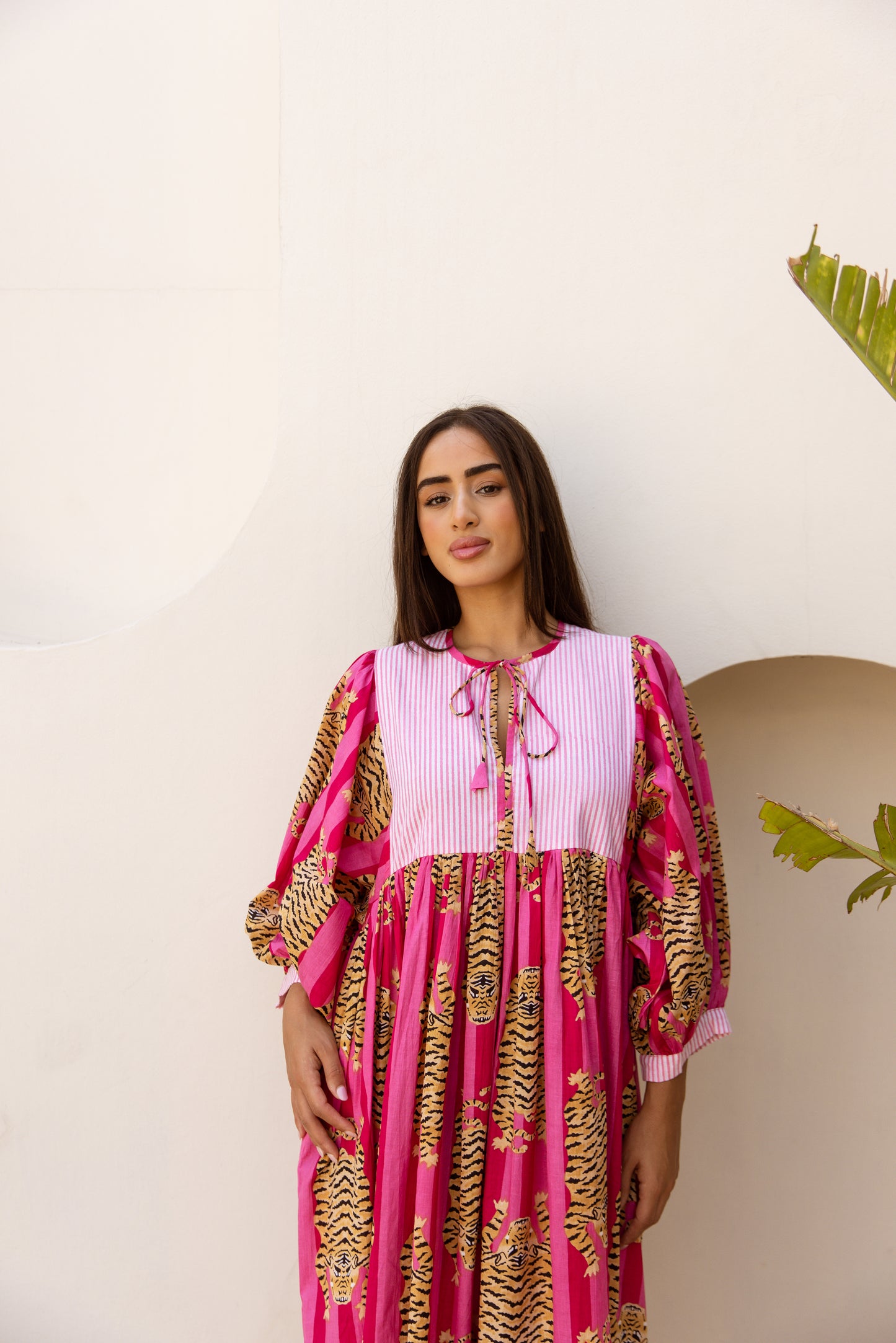 Tara Midi Dress Fuchsia Royale Tigress