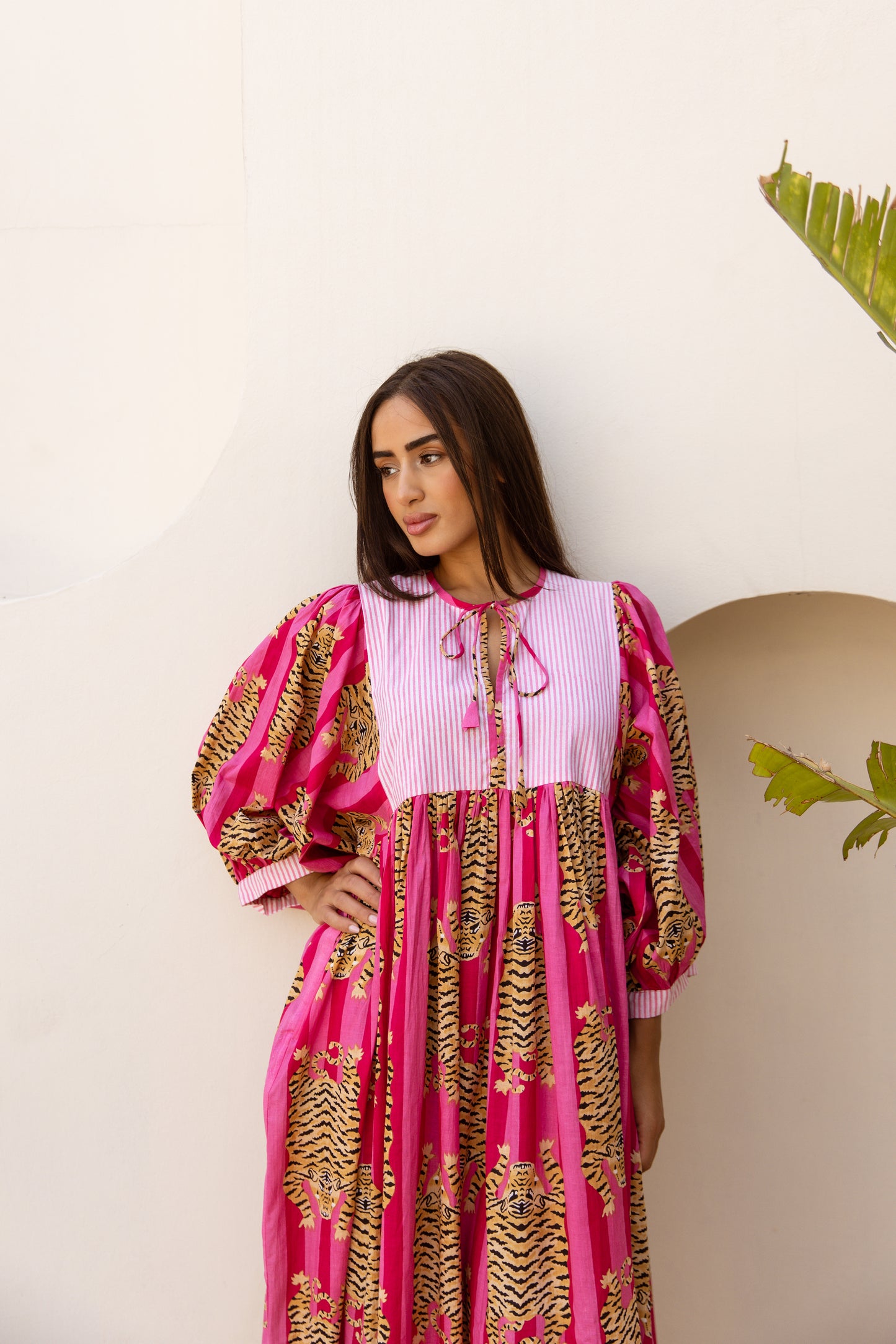 Tara Midi Dress Fuchsia Royale Tigress