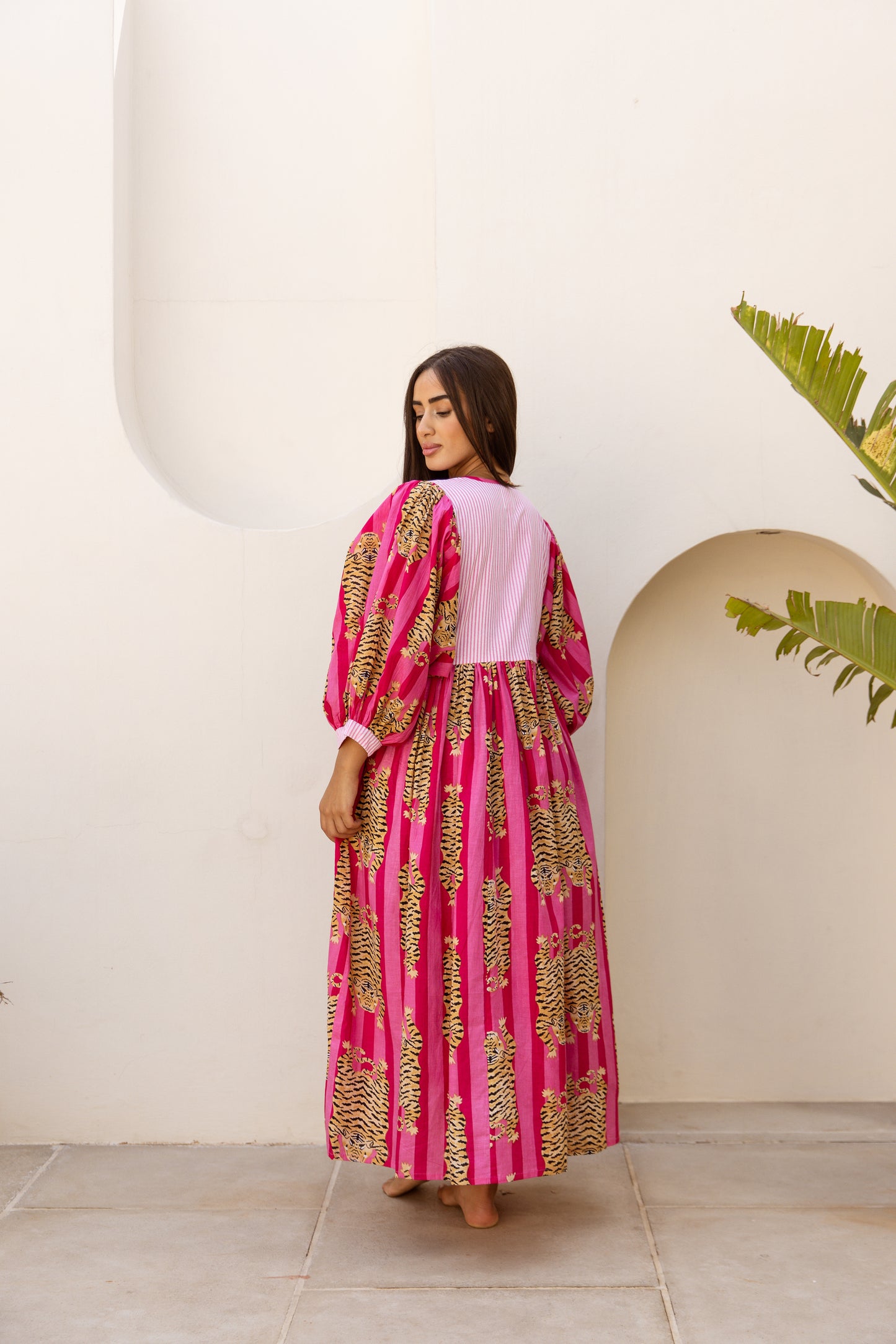 Tara Midi Dress Fuchsia Royale Tigress