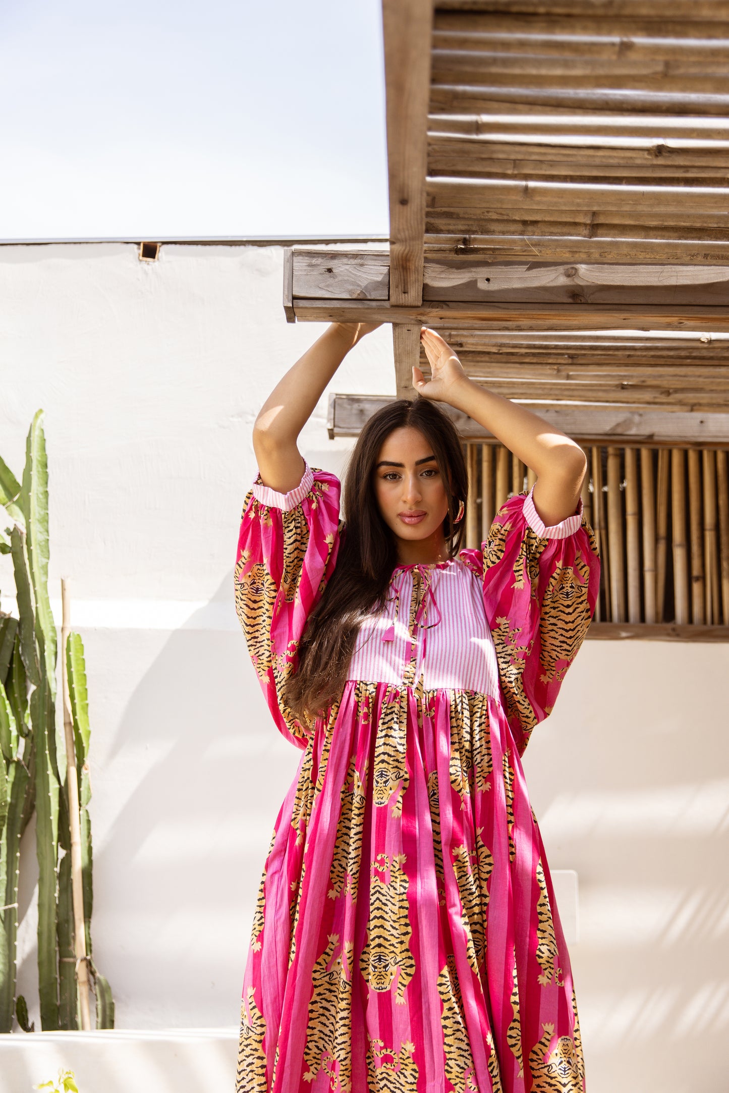 Tara Midi Dress Fuchsia Royale Tigress