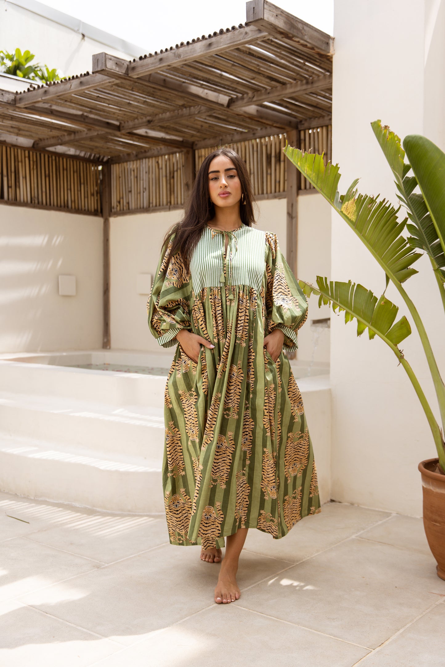 Tara Mid Dress Emerald Jungle Tigress