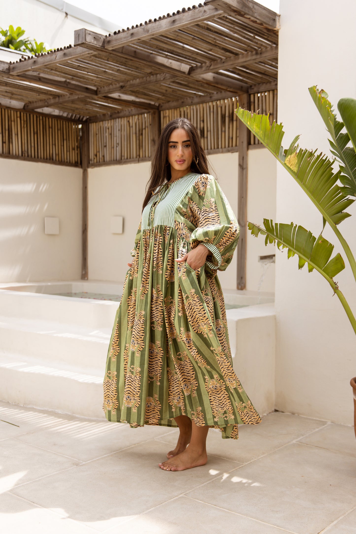 Tara Mid Dress Emerald Jungle Tigress