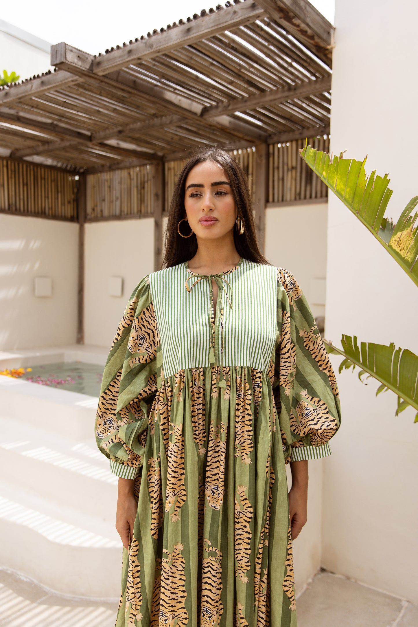 Tara Mid Dress Emerald Jungle Tigress