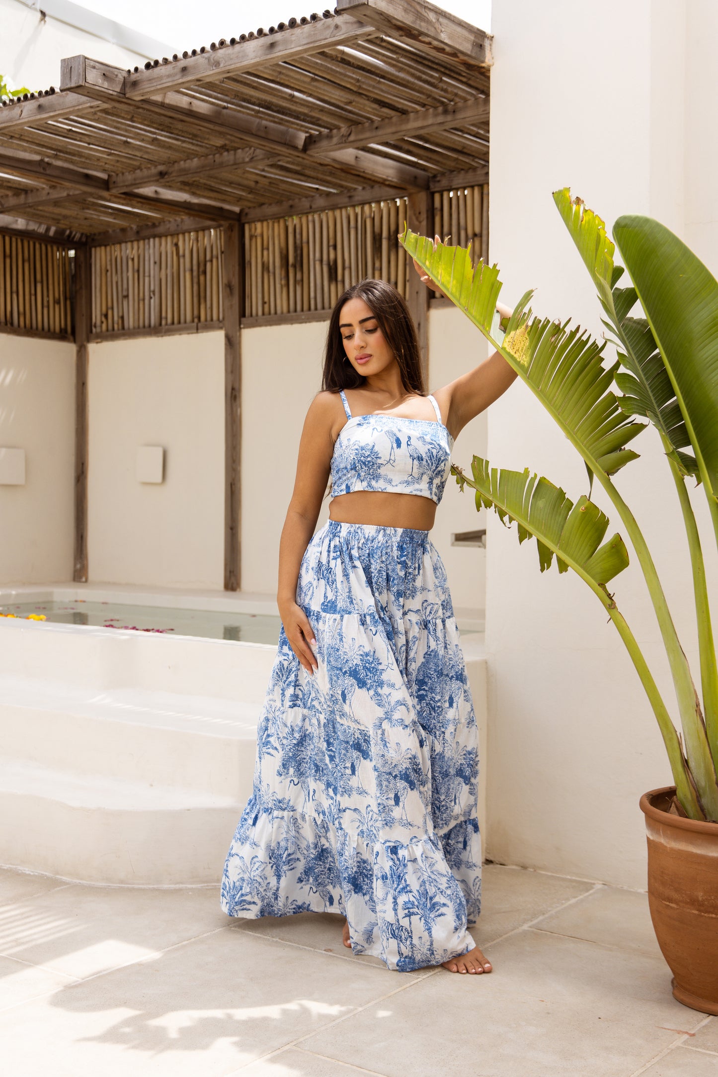 Amara Co-ord Midi Set Porcelain Bleu