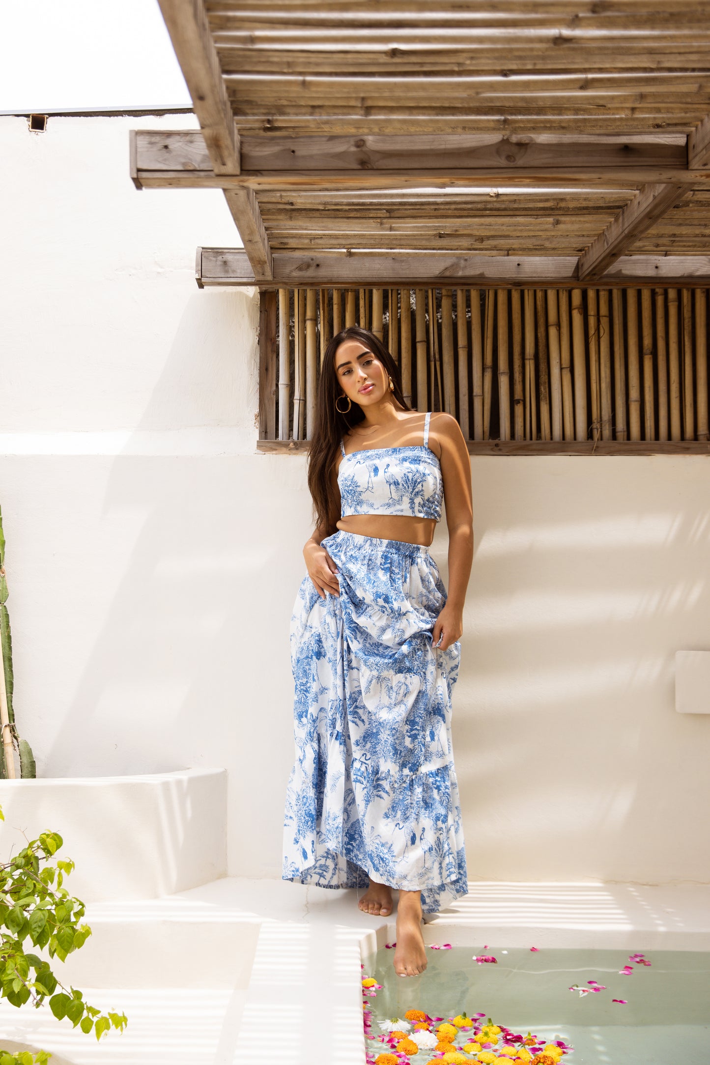 Amara Co-ord Midi Set Porcelain Bleu