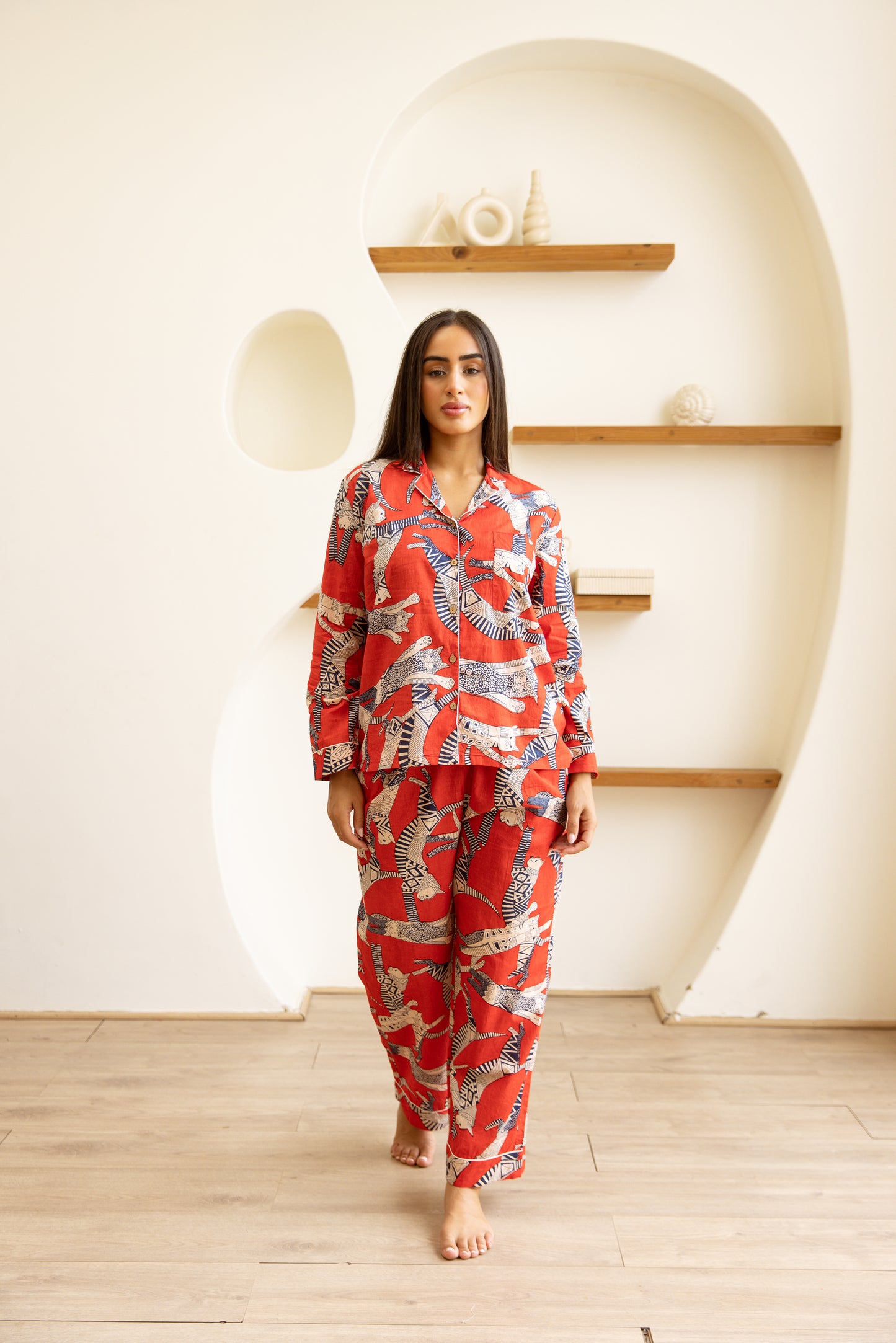 Amrita Pajamas Set Crimson Safari