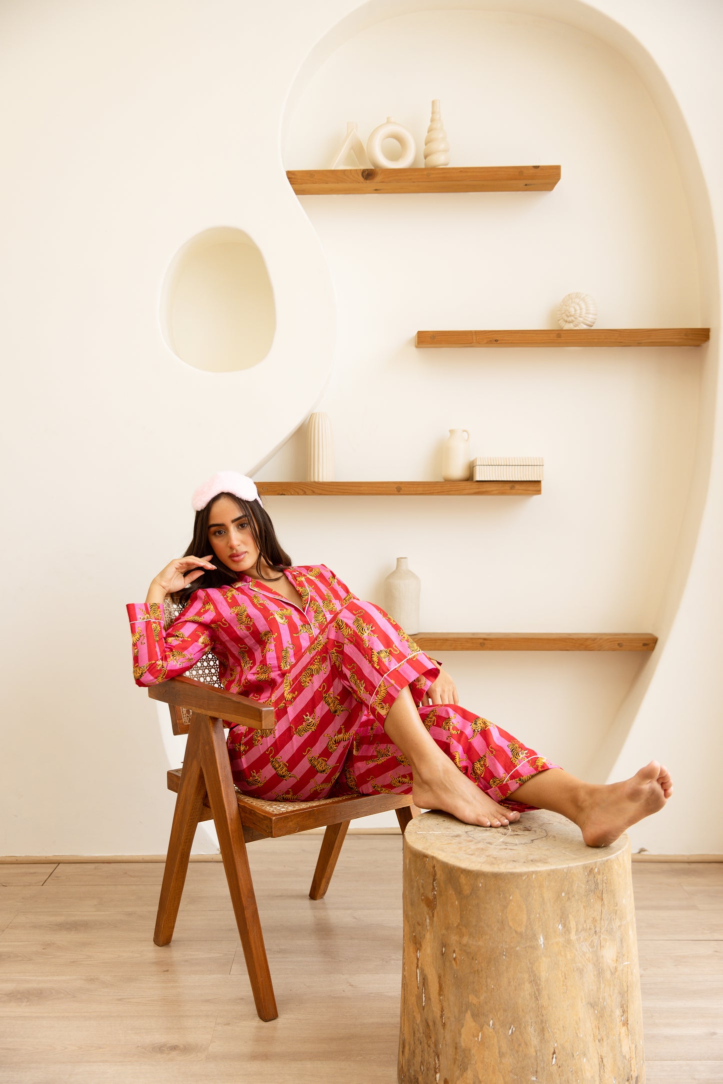 Amrita Pajamas Set Fuchsia Tiger Stripe