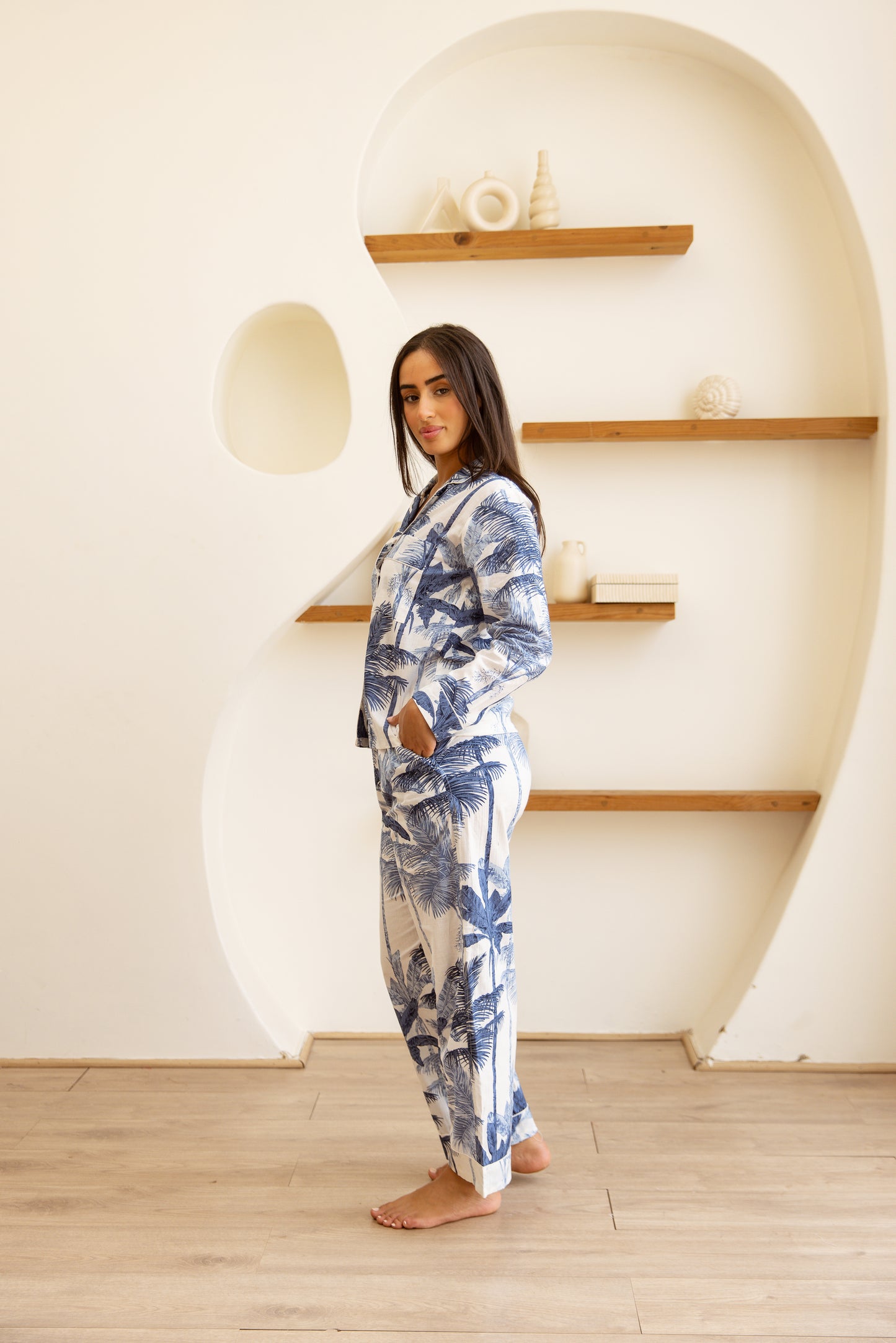 Amrita Pajamas Set Palm Azure