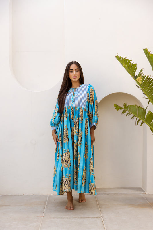 Tara Midi Dress Turquoise Blue Tigress