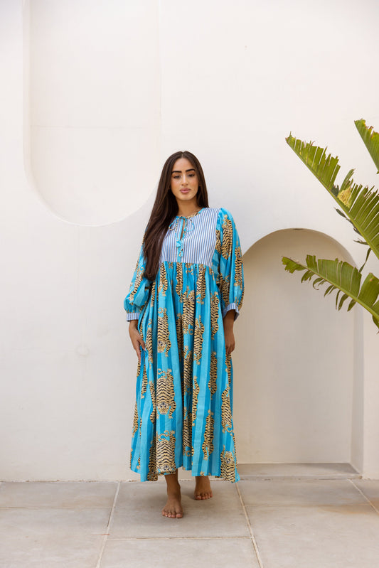 Tara Midi Dress Turquoise Blue Tigress