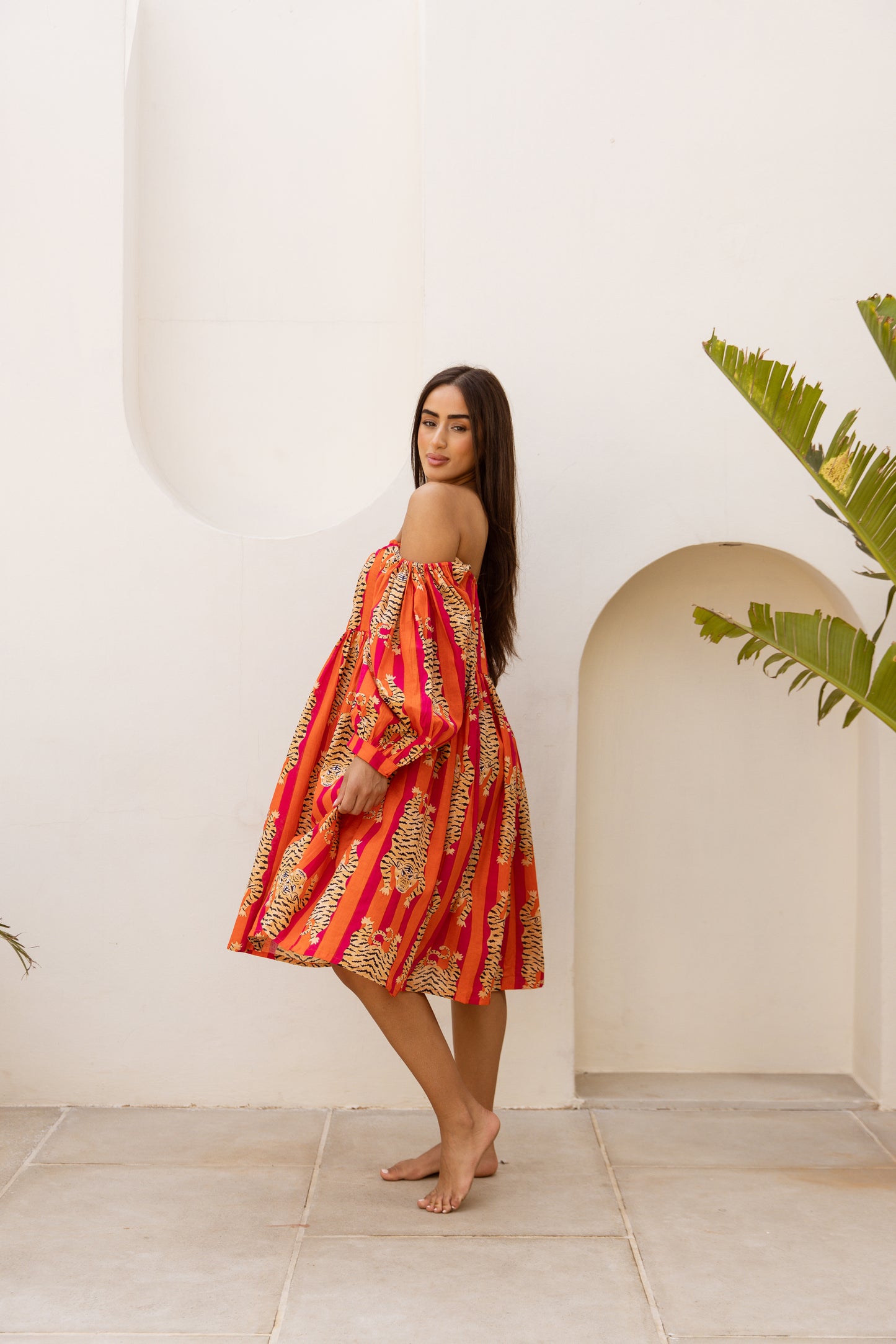 Sundari Off-Shoulder Dress Red Tigress