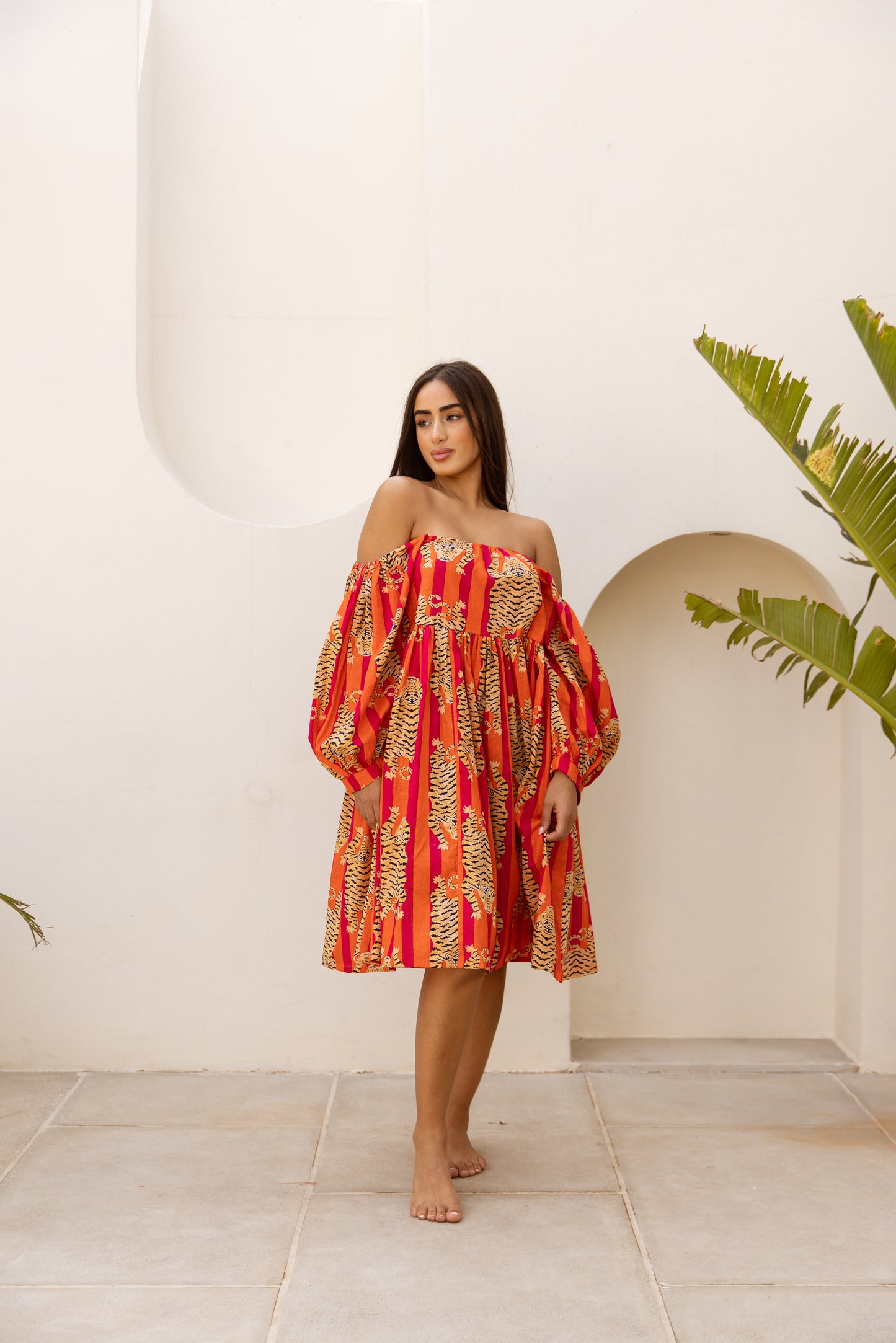 Sundari Off-Shoulder Dress Red Tigress