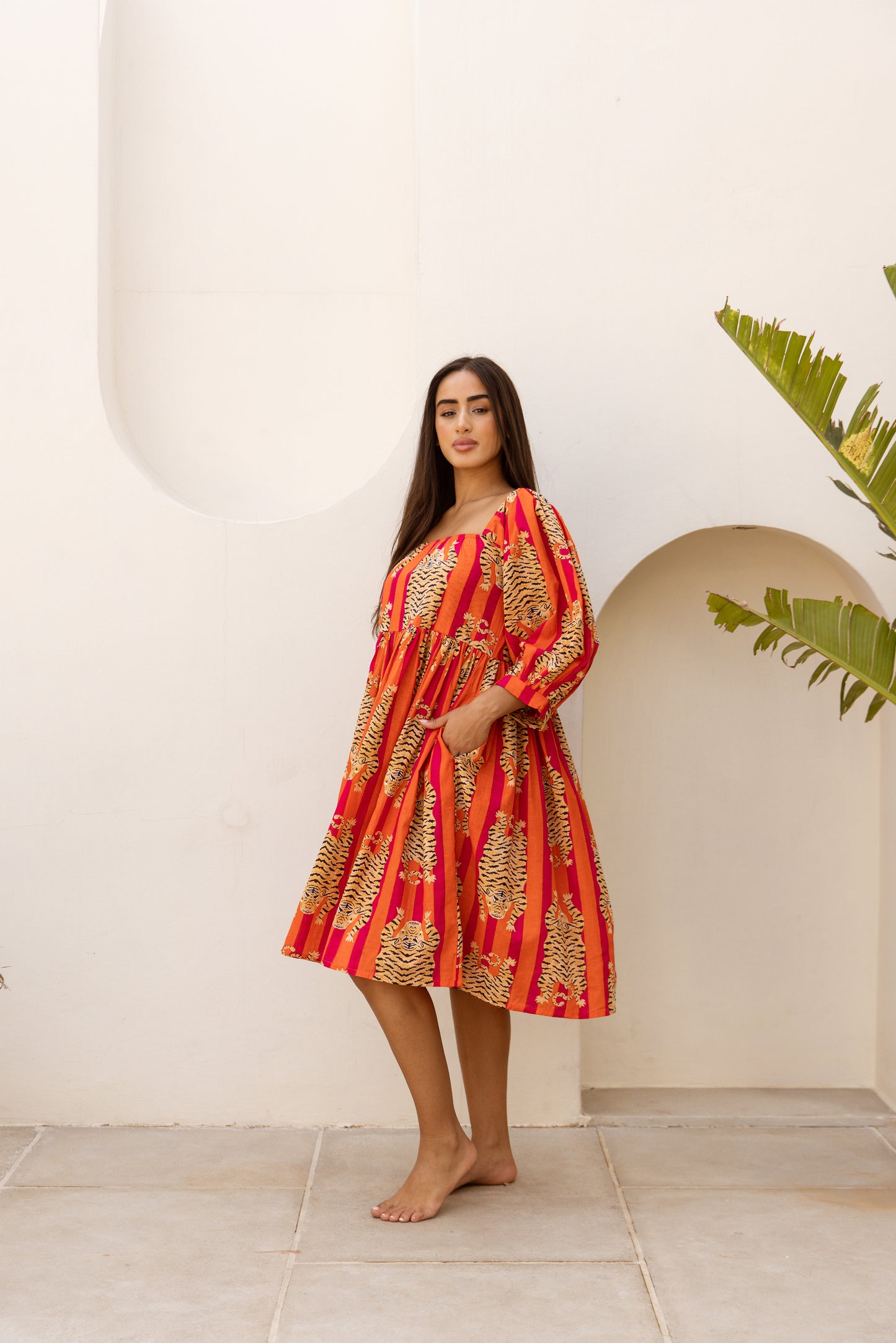 Sundari Off-Shoulder Dress Red Tigress