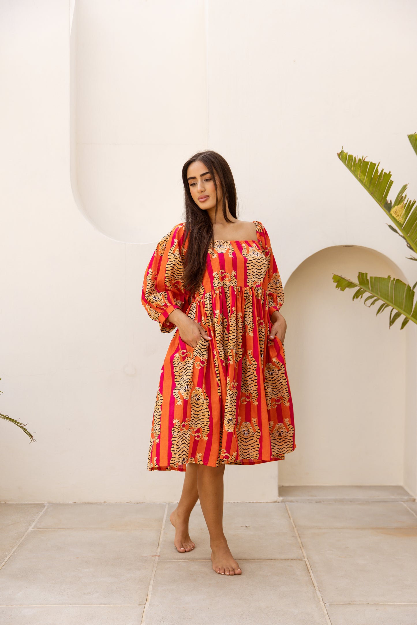 Sundari Off-Shoulder Dress Red Tigress