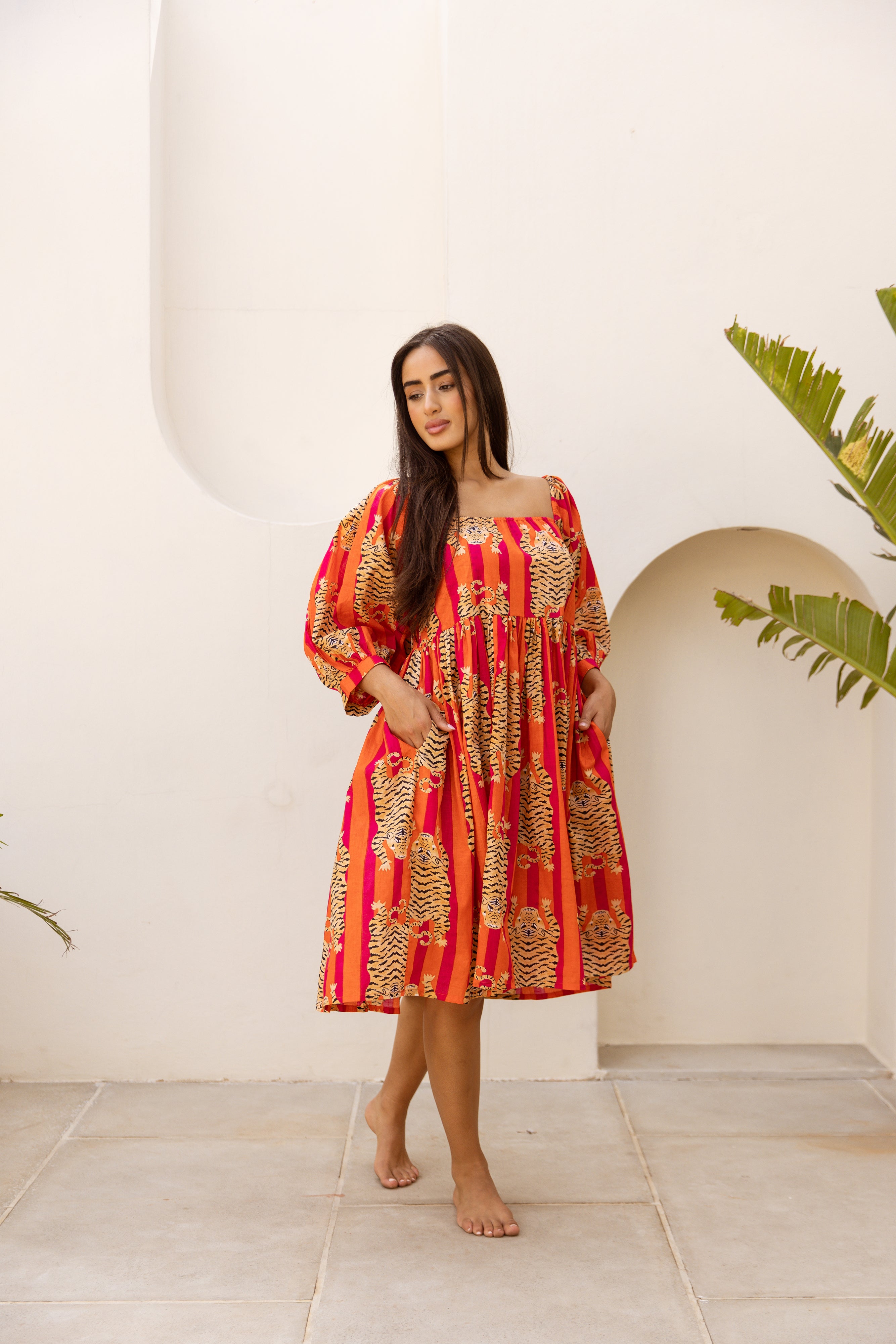 Sundari Off-Shoulder Dress Red Tigress