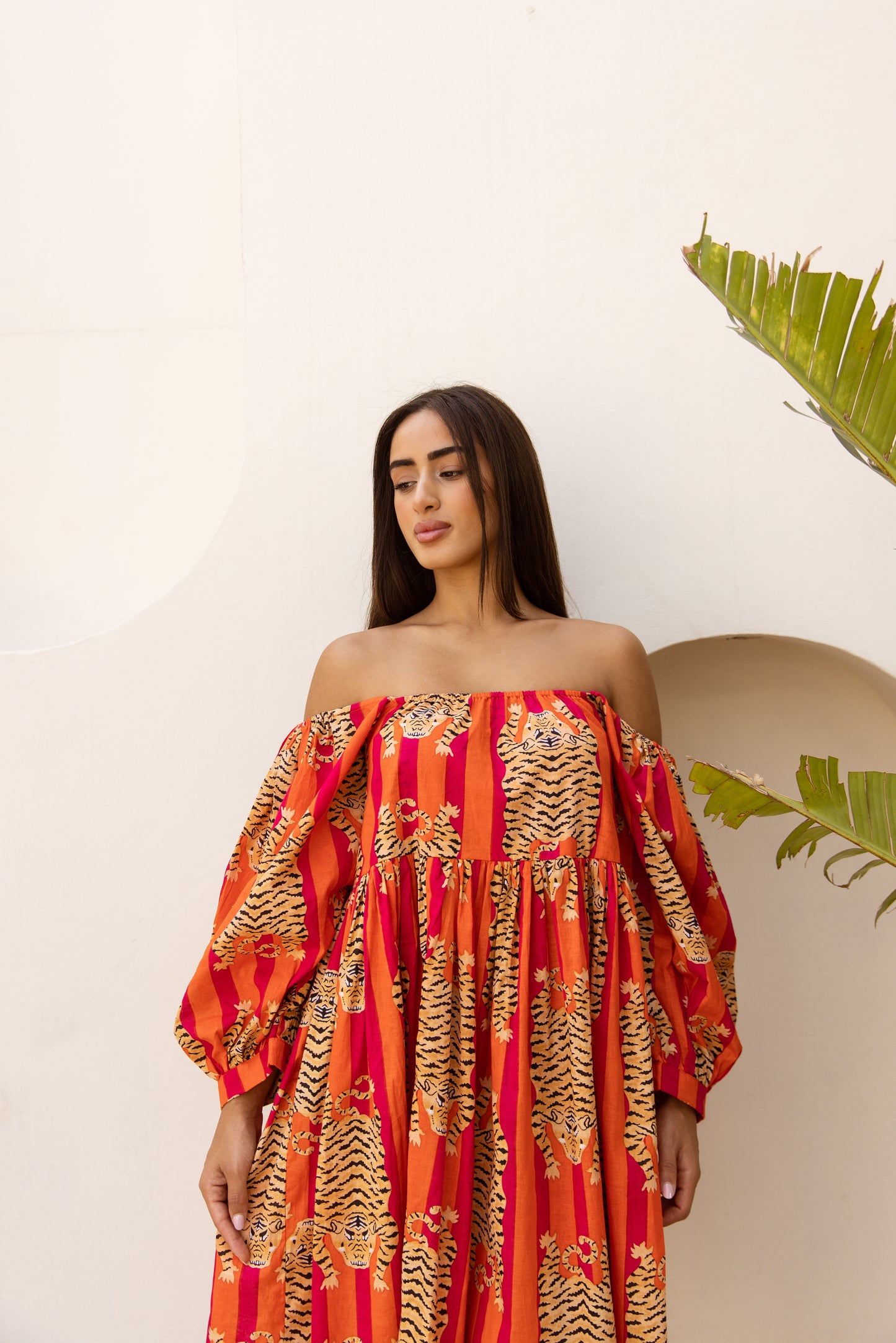 Sundari Off-Shoulder Dress Red Tigress