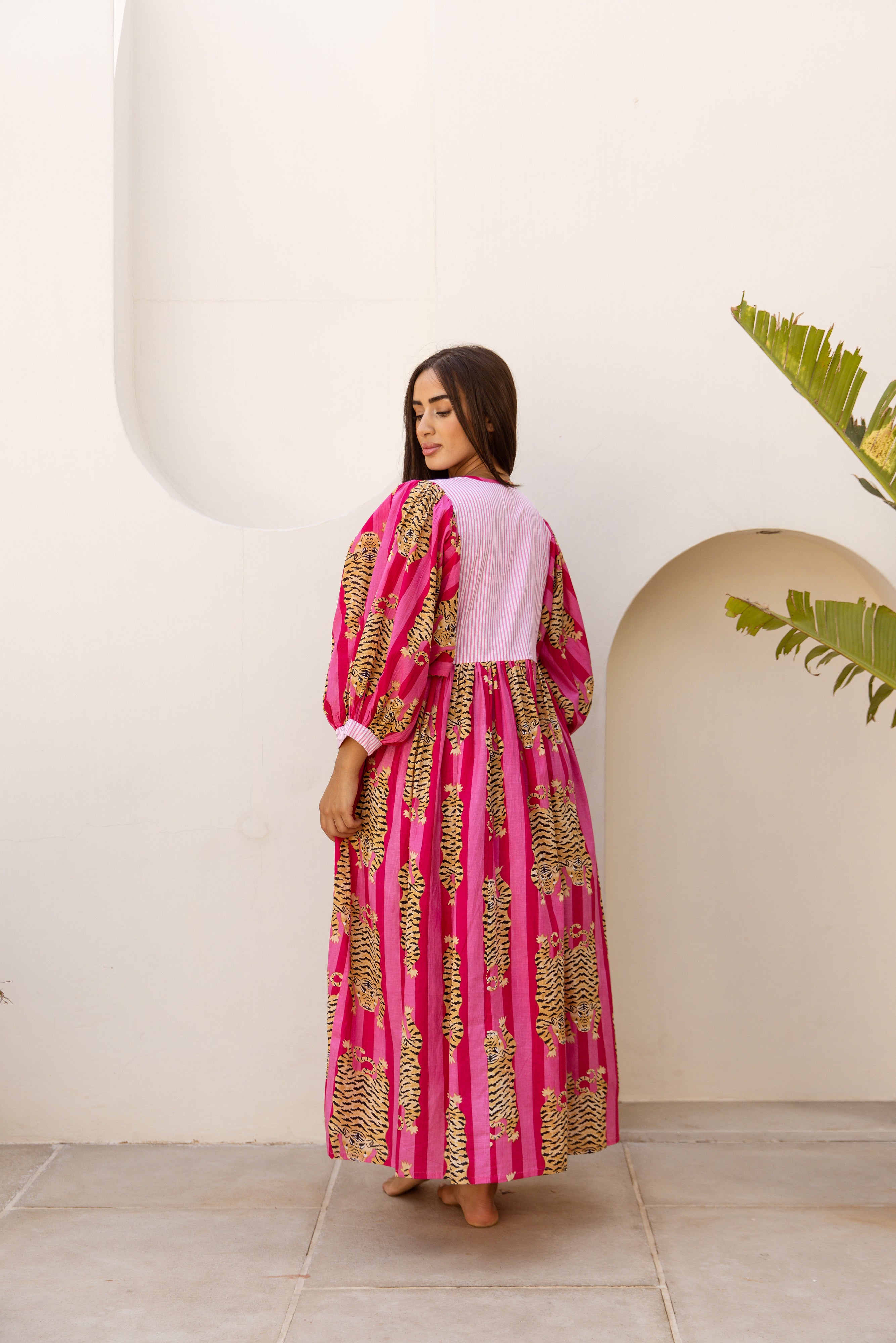 Tara Midi Dress Fuchsia Royale Tigress