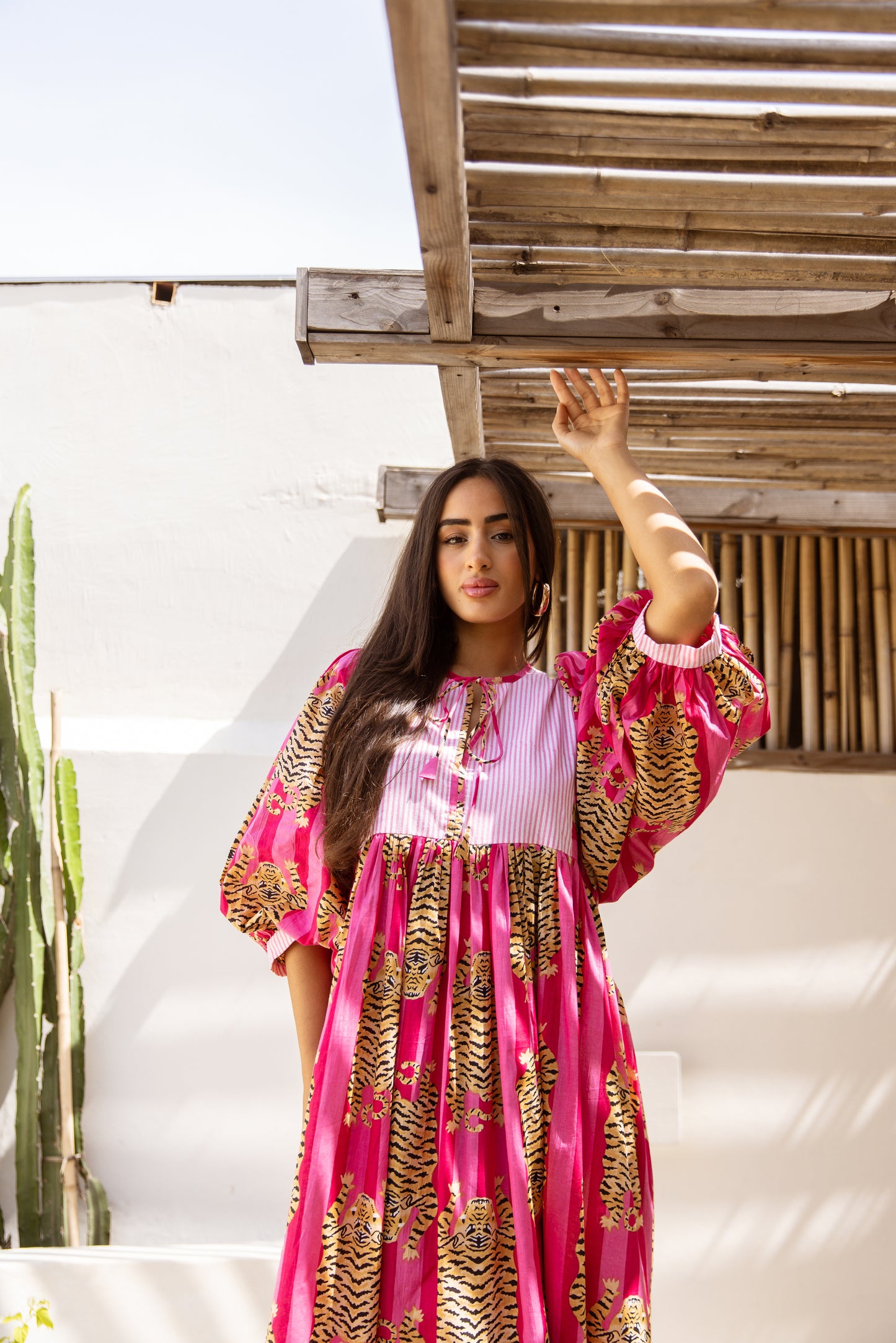 Tara Midi Dress Fuchsia Royale Tigress