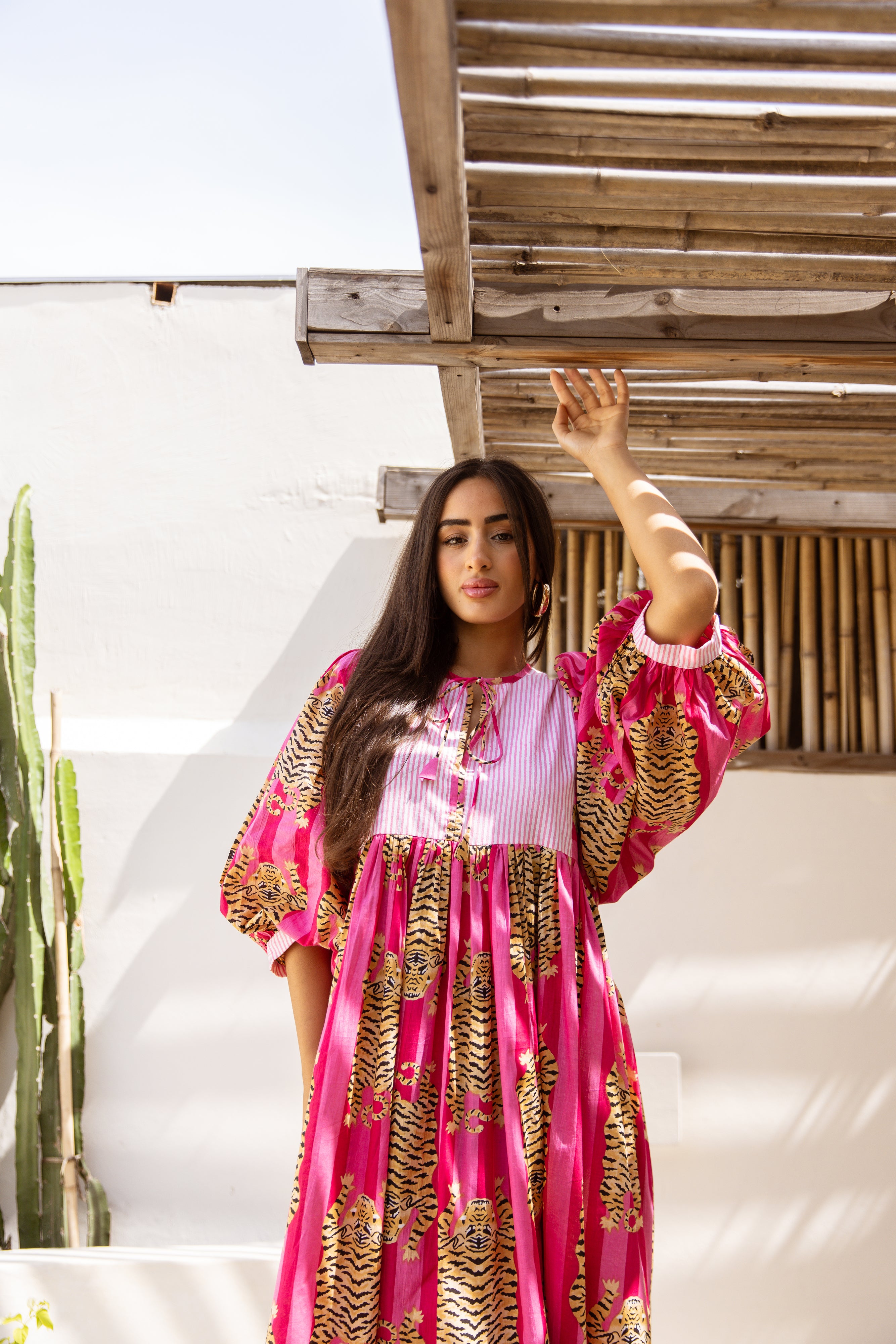 Tara Midi Dress Fuchsia Royale Tigress