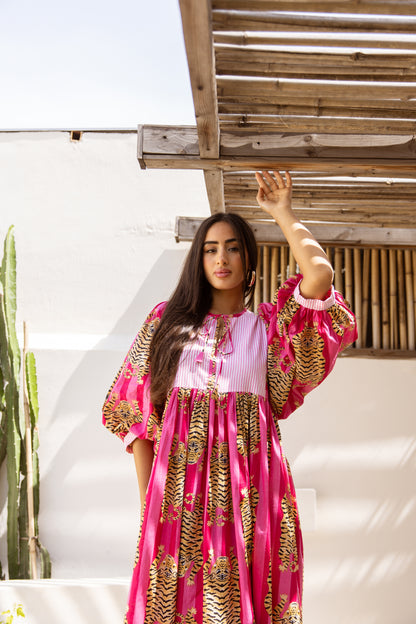 Tara Midi Dress Fuchsia Royale Tigress