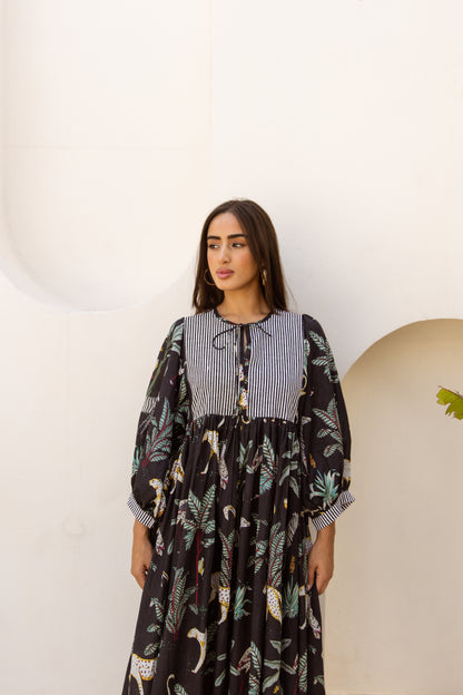 Tara Mid Dress Midnight Noir Safari