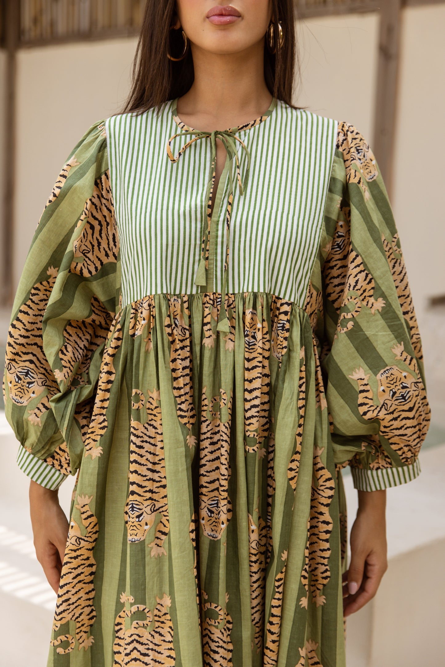 Tara Mid Dress Emerald Jungle Tigress