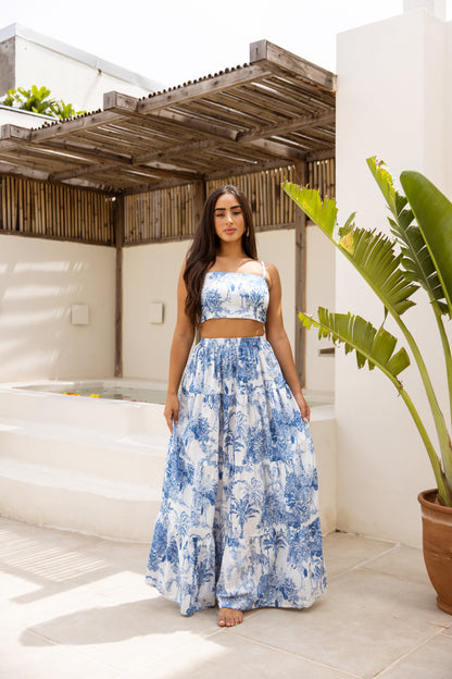 Amara Co-ord Midi Set Porcelain Bleu