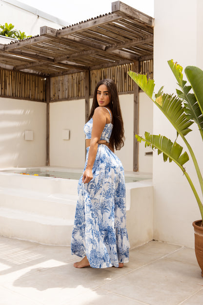 Amara Co-ord Midi Set Porcelain Bleu