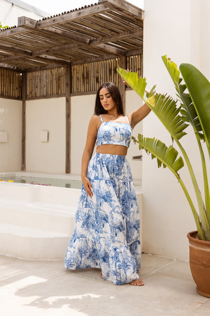 Amara Co-ord Midi Set Porcelain Bleu