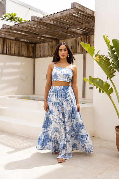 Amara Co-ord Midi Set Porcelain Bleu