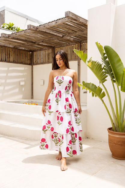 Sundari Off-Shoulder Dress Crimson Bloom