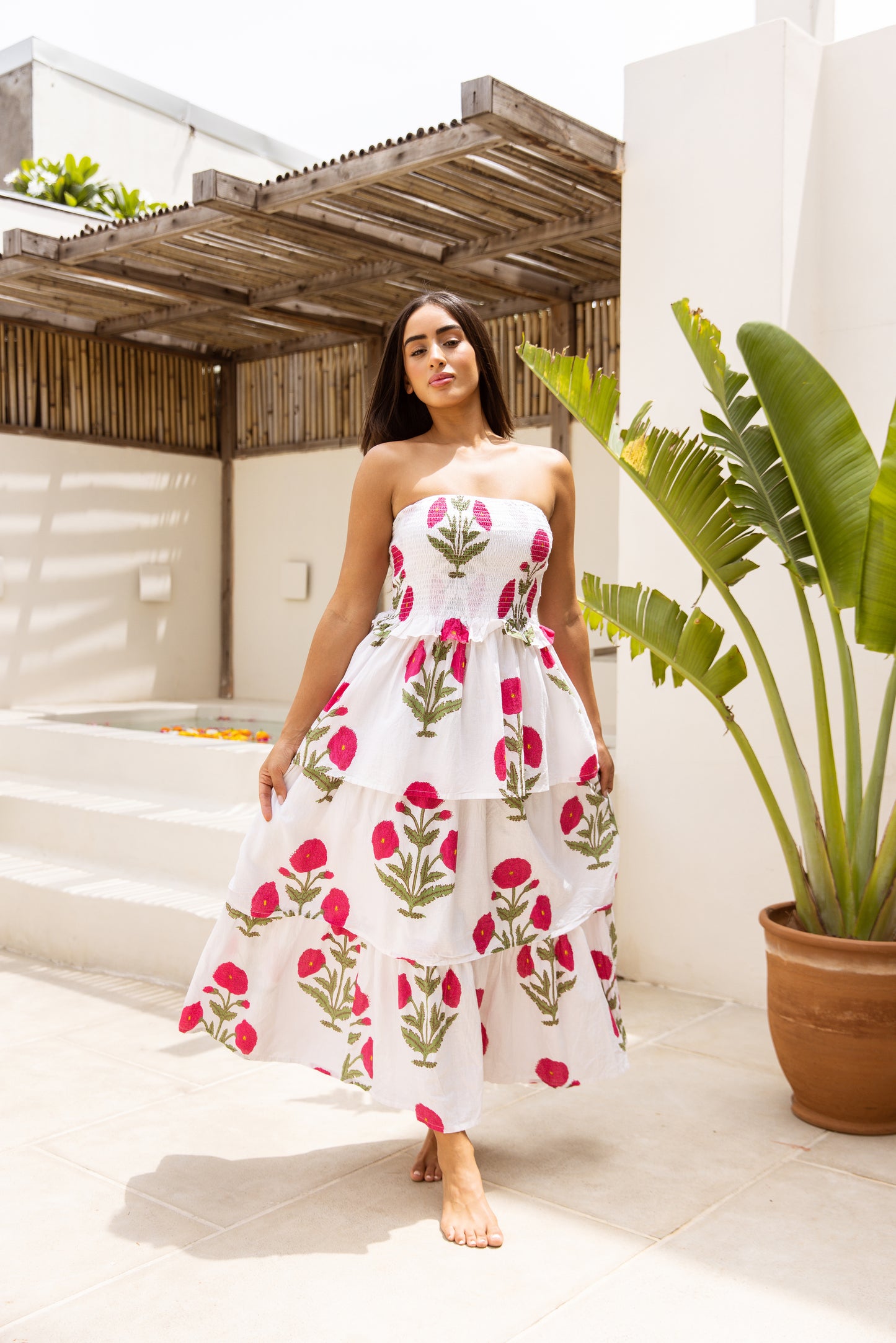 Sundari Off-Shoulder Dress Crimson Bloom