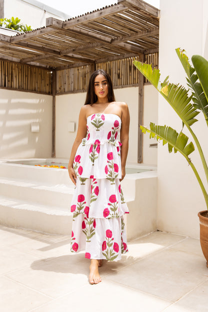 Sundari Off-Shoulder Dress Crimson Bloom