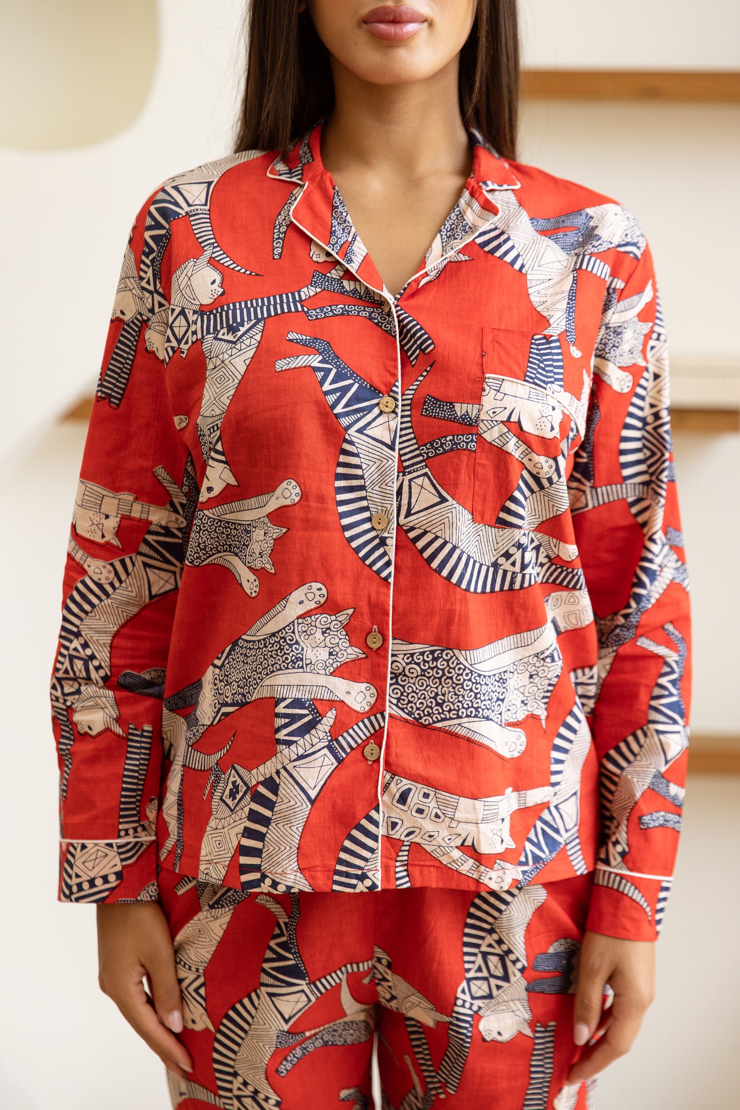 Amrita Pajamas Set Crimson Safari