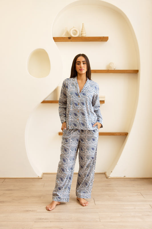 Amrita Pajamas Set Sapphire Paisley