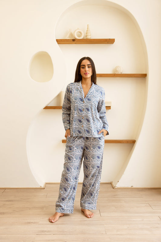 Amrita Pajamas Set Sapphire Paisley
