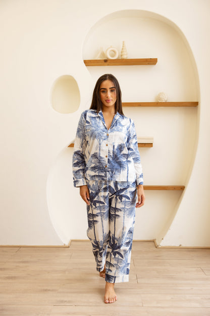 Amrita Pajamas Set Palm Azure