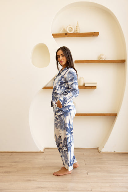 Amrita Pajamas Set Palm Azure