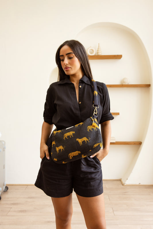 Shoulder Bag Midnight Gold Leopard