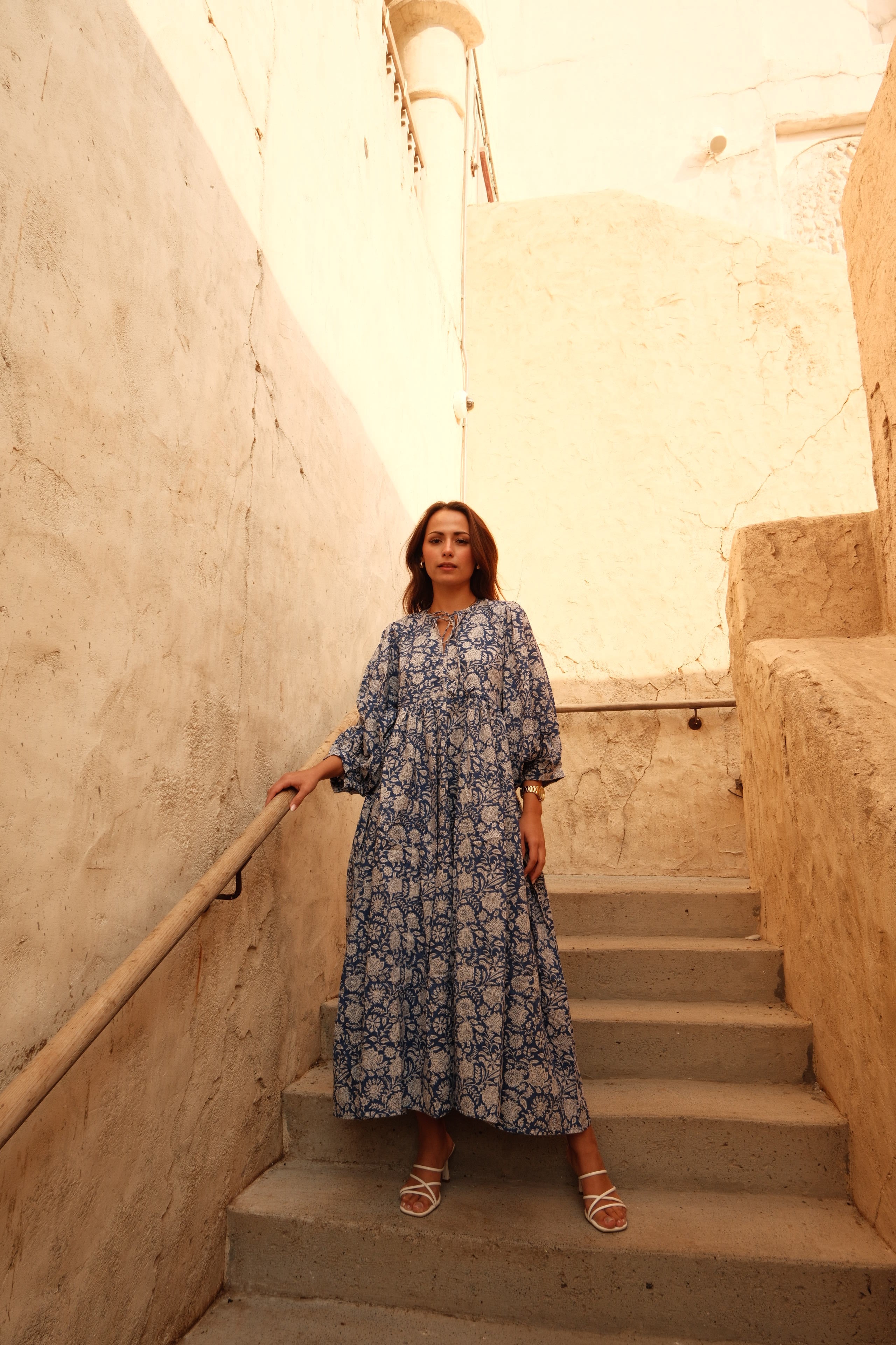 blue iris dress Iris Long Sleeve Satin Maxi Dress / Frosted Blue | MESHKI