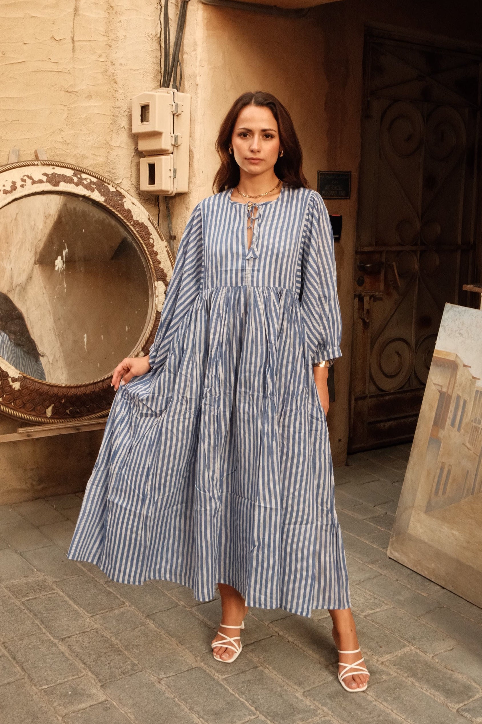 Tara Midi Dress Sky Lines