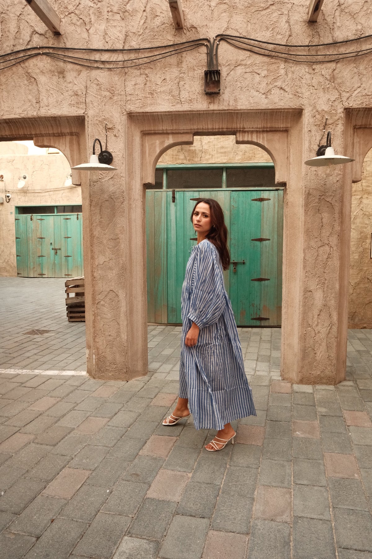 Tara Midi Dress Sky Lines