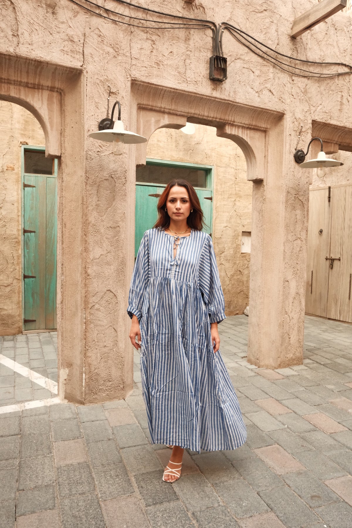 Tara Midi Dress Sky Lines