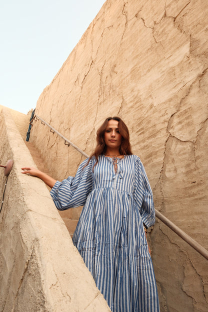 Tara Midi Dress Sky Lines