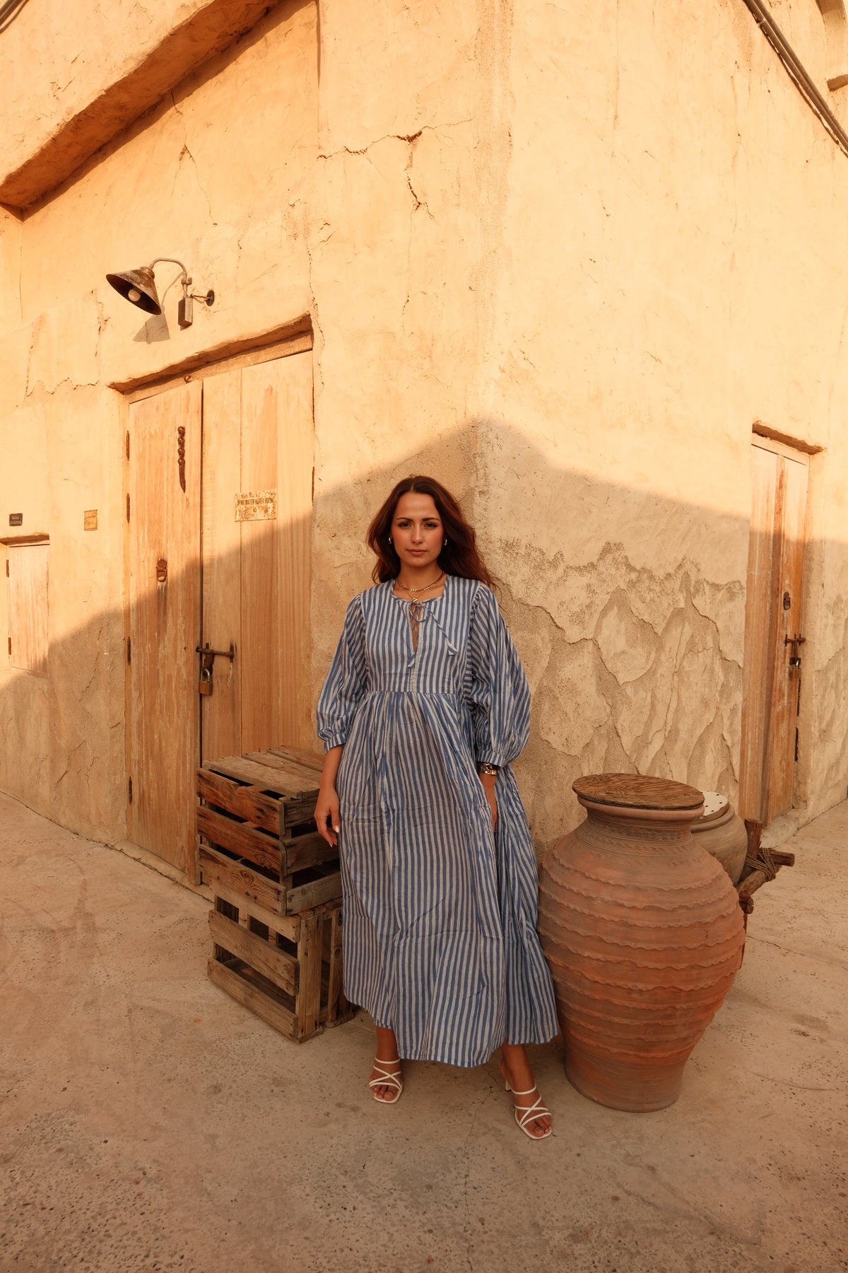 Tara Midi Dress Sky Lines