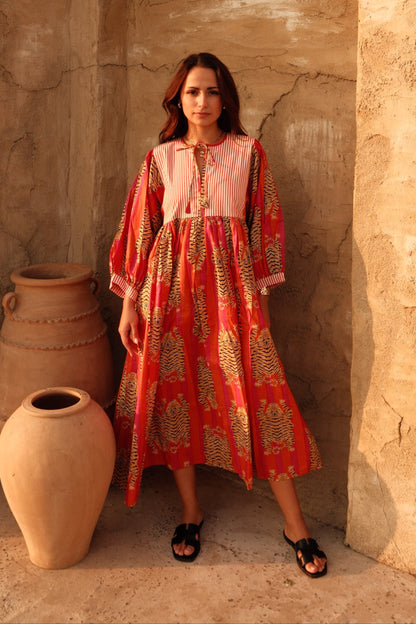 Tara Midi Dress Red Tigeress
