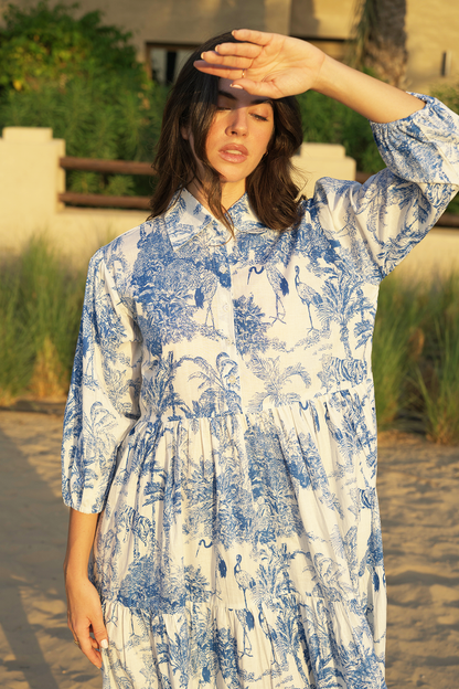 Liana Midi Dress - Azure Wave