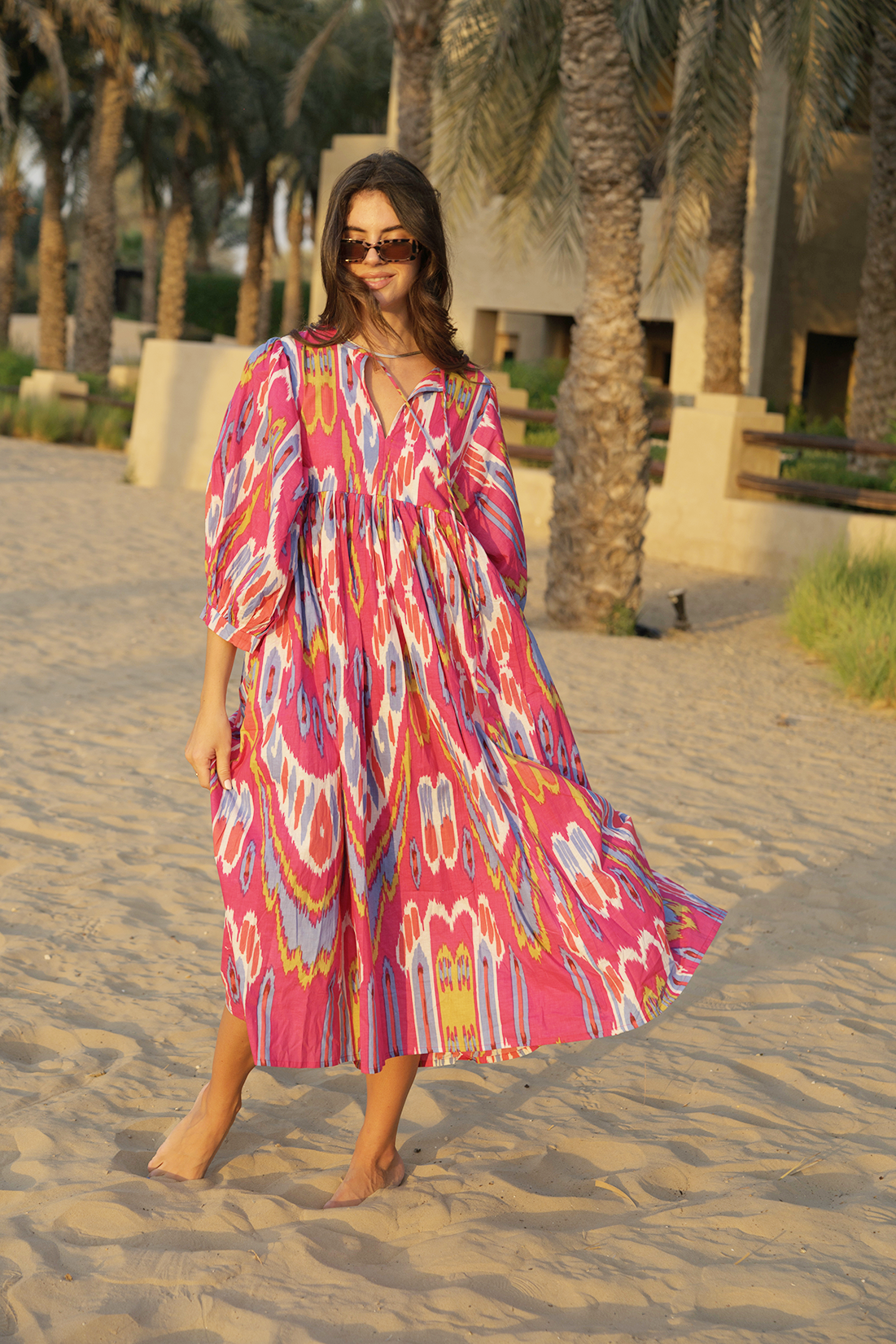 Liana Midi Dress - Hibiscus